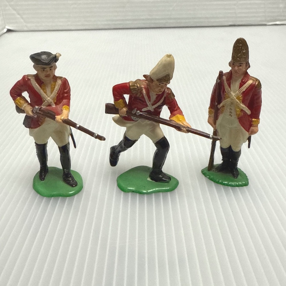 Marx Toy Soldiers 3 Piece Red British Redcoats Revolutionary War Set WOW Series